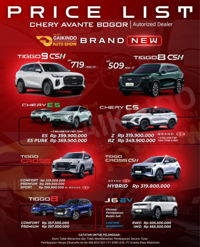 Pricelist Harga Chery halimperdanakusuma 2025